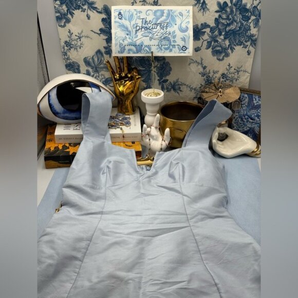 🆕 CULT GAIA 🧿 NWOT Marizia Silk-Dupioni Mini Dress, Coastal Blue - Sz US 2 - Picture 12 of 16